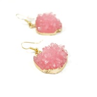 Irregular Blush Druzy Stone Earrings